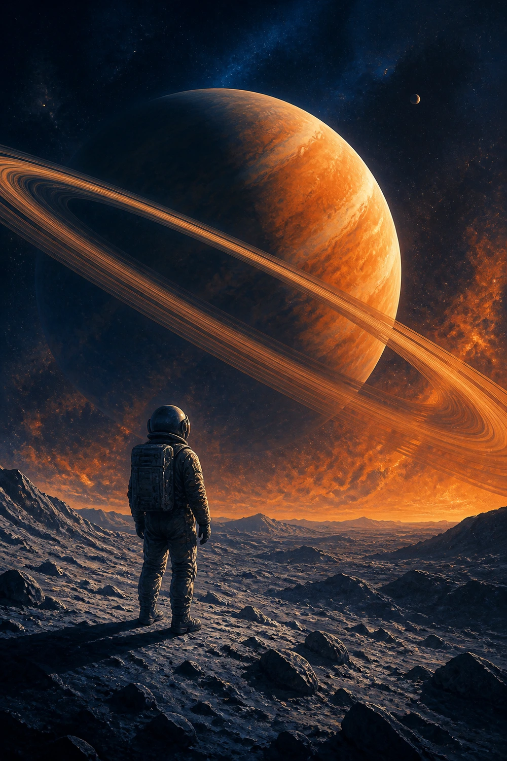 Poster art for Orbital — an astronaut silhouetted against a giant ringed planet.